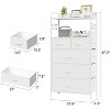 5 Drawer Dresser, Tall Dresser for Bedroom, Storage Organizer with Fabric Bins, Wood Top, Sturdy Steel Frame, Easy Pull Handle, Hallway, White - 2 of 4