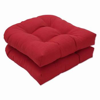 2pc 19" x 19" Outdoor/Indoor Seat Cushion Splash Flame Red - Pillow Perfect