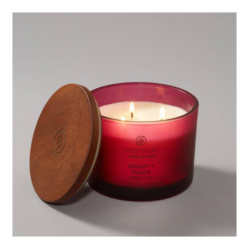 Frosted Glass Dream + Inspire Lidded Jar Candle Burgundy - Mind & Body by Chesapeake Bay Candle, 6 of 11