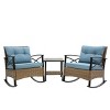 3Pcs Patio Set Table And Chairs, Modern Rocking Chair For Outdoor, Upholstered Accent Chair With Rocking, Rocking Chair Recliner-Cuddlewood - 2 of 4