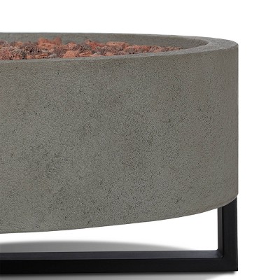 Idledale Round Gray Gas Fire Pit with Black Steel Base