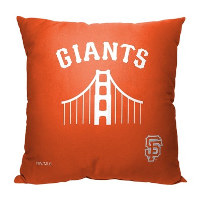 Baseball Player on Giant Baseball Throw Pillow