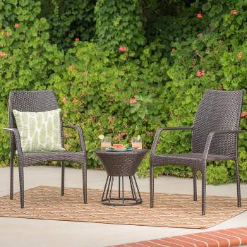 Whitney 3pc Wicker Chat Set - Multibrown - Christopher Knight Home