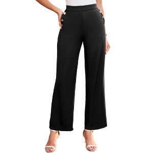 Clearlove Women Casual Wide Straight Leg Trousers Business Dress Pants - 1 of 4