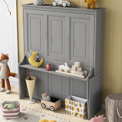 Streamdale Queen Size Murphy Bed with a Shelf, Gray
