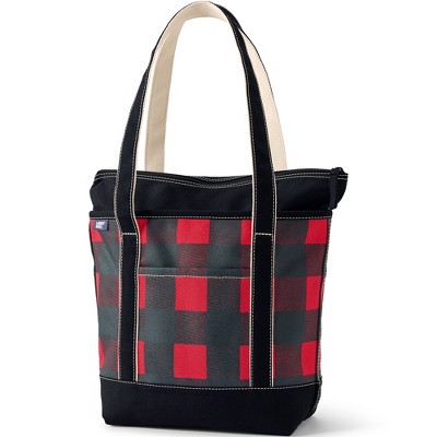 Lands' End Zip Top Long Handle Canvas Tote Bag