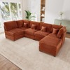 TiramisuBest 123" Modular Sectional Couch, U-Shaped Deep Seat Sofa with Chaise & Bed, Orange Corduroy 6-Seater - 3 of 4