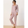 cheibear Women's Long Sleeve Pullover Top with Pants Sleepwear Pajama Sets - 2 of 4