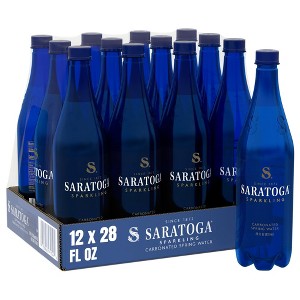 Saratoga Sparkling Water Bottles, 12-Pack - Recycled Pet Plastic Bottles - 28 Fl Oz Sparkling Water 28 Fl Oz (Pack of 12) - 1 of 2