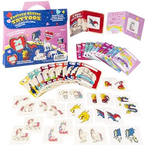 SCS Direct Unicorn & Dragon Glitter Tattoos Kits (24ct) Goodie Bag Party Favors for Valentine's Day Party - Includes Fantasy Themed Temporary Tattoo - 1 of 4