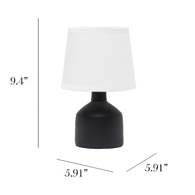Black Concrete Nightstand Lamp with White Empire Shade
