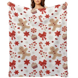 Christmas Gingerbread Man Pattern Christmas Throw Blanket Soft Fleece Christmas Blanket Cozy Flannel Throw for Couch Bed 60x80 inches - 1 of 1