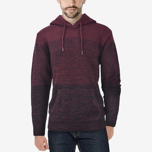 X Ray Men's Slim Fit Knitted Hoodie Sweater, Casual Color Block