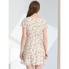 Allegra K Women's Floral Printed Flare Short Sleeve Lace-up V Neck A-Line Chiffon Dress - 4 of 4