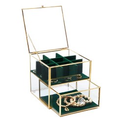 Details about   Green Velvet Over Metal Earring Box Jewelry Display case storage Organizer L07 