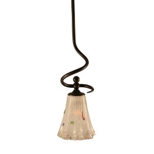 Toltec Lighting Capri 1 - Light Pendant in  Dark Granite with 5.5" Fluted Frosted Crystal Shade - 1 of 1