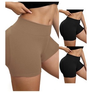INSPIRE CHIC 3 Packs Women's Slimming Waist Butt Lifter Control Panties Workout Sport Running Shaper Short - 1 of 4