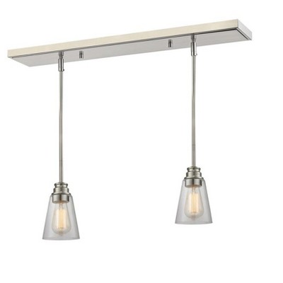 Annora Vintage Style 2-Bulb Steel Pendant Light - Dimmable, 57.63" Height, Clear Glass Shade