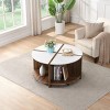 4 Piece of Detachable Coffee Table Round,Industrial Coffee Table,2-Tier Coffee Table With Storage-Cuddlewood - 2 of 4