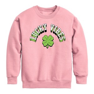 Boys' - Instant Message - St. Patrick's Day Lucky Vibes Graphic Long Sleeve Fleece Sweatshirt - 1 of 4