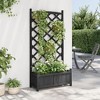 vidaXL Raised Flower Box with Trellis - Black Solid Fir Wood Outdoor Planter for Garden, Patio, Balcony - Spacious Rectangular Garden Bed - 3 of 4