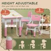 Lirago Kids Table and 2 Chairs Set with Easy Wipe Tabletop Adjustable Height Children Activity Table Toddler Furniture Set with Storage Pink - 3 of 4