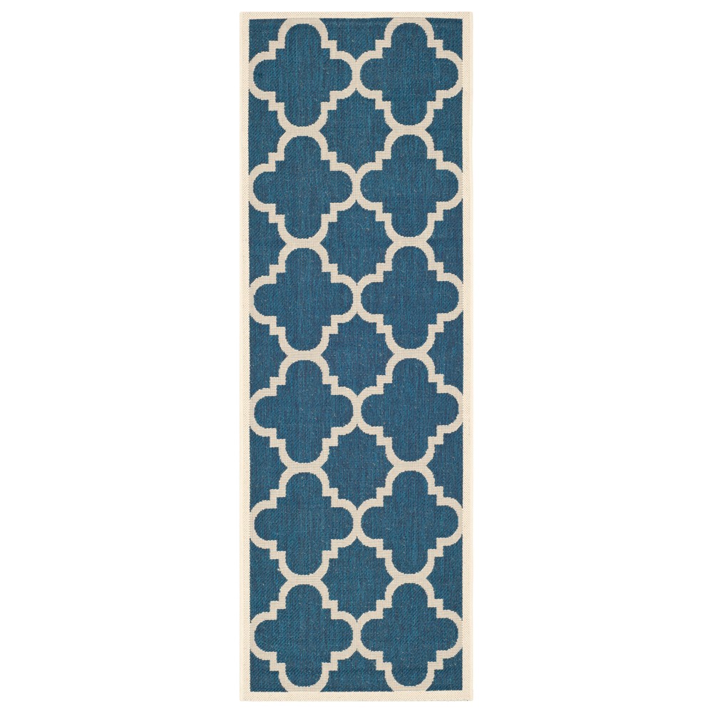 2'3in x 10' Richmond Runner Outdoor Rug Navy/Beige - Safavieh