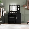 Cozony Vanity Desk with Mirror and 9 Light Bulbs, Makeup Vanity with Drawer, Cabinets and Open Shelves, White/Black - 4 of 4