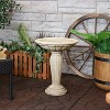 Sunnydaze Outdoor Glass Fiber Reinforced Concrete Patio Garden Grecian Column Style Bird Bath - 20" - Antique White - 2 of 4