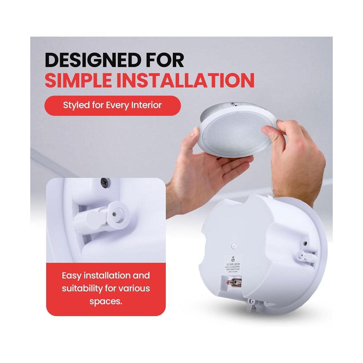 Ceiling Wall Mount Enclosed Speaker for Home Audio with High-Quality Sound, Easy Installation, White Finish - thumbnail 5