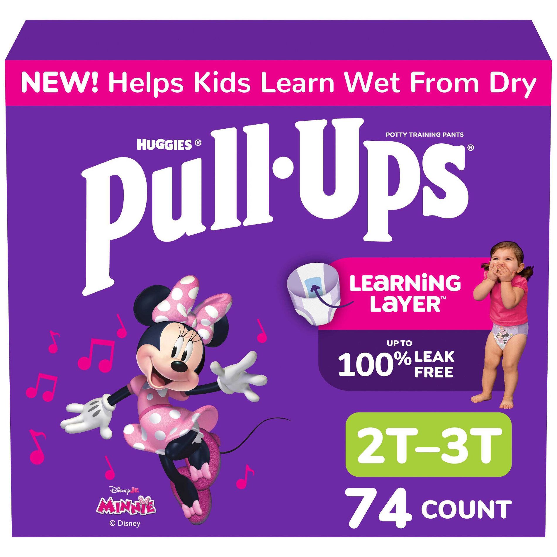 Pull-Ups Girls' Learning Designs Training Pants - Size 2T-3T - 74ct: Easy-Open Sides, Absorbent Layers