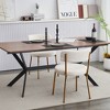 23.62"Set of 2 Mid-Century Modern Dining Chairs - Teddy Fabric Upholstered - Curved Back - Metal Frame,Beige+Golden - 4 of 4