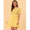 Allegra K Women's Square Neck Puff Sleeve Smocked Floral Ruffled Hem Dress - 2 of 4