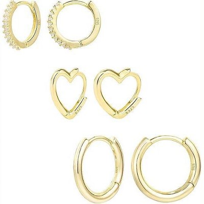 3 Pairs Small Huggie Hoop Earrings Set 14K Gold Hypoallergenic Lightweight Huggie Hoops Earrings for Women Girls