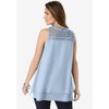 Roaman's Women's Plus Size Lace Yoke Top - 3 of 4