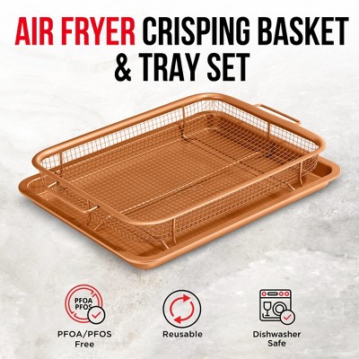 Copper Non-Stick Carbon Steel Air Fryer Tray Set