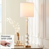 Vienna Full Spectrum Modern Art Deco Buffet Table Lamp 32 1/2" Tall with USB Dimmer Cord Brass Metal Crystal Ball Off White Shade for Living Room Home - 2 of 4