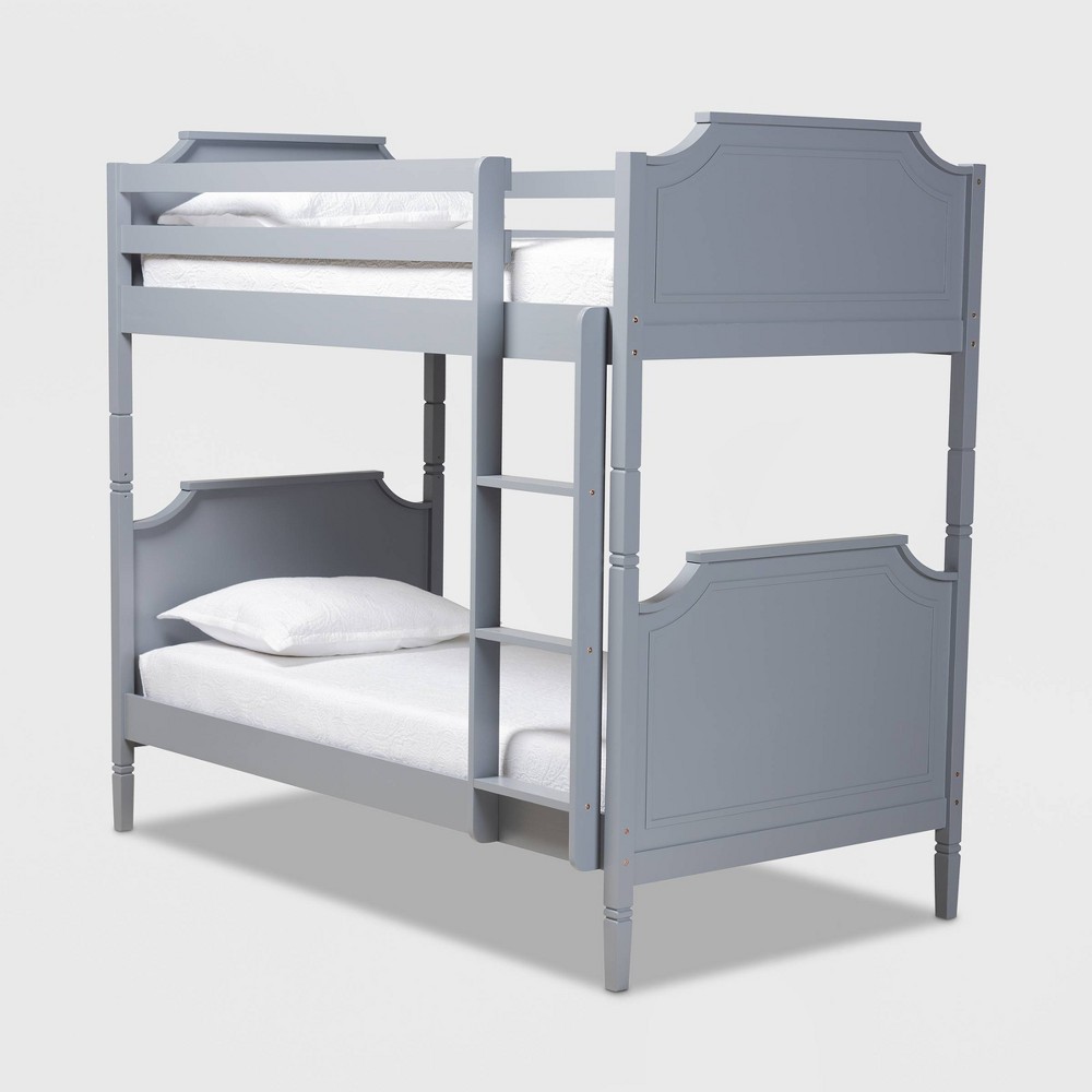 Photos - Bed Frame Twin Mariana Wood Bunk Bed Gray - Baxton Studio