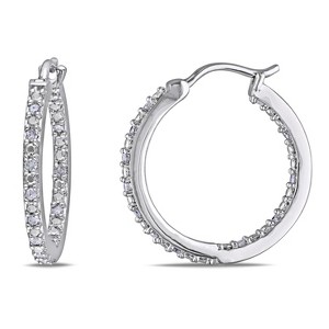 EVERLY JEWELRY | Sterling Silver 1/4 CT Diamond TW Hoop Earrings - 1 of 4