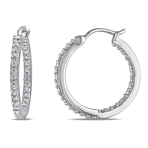 EVERLY JEWELRY | Sterling Silver 1/4 CT Diamond TW Hoop Earrings - image 1 of 4