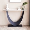 Modern Console Table with Adjustable Feet, Metal Frame & Exquisite Shape Design for Living Room/Office, Black - 2 of 4