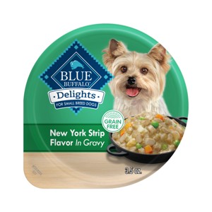 Blue Buffalo Delights Natural Adult Small Breed Wet Dog Food Cup New York Strip Beef Flavor in Hearty Gravy - 3.5oz - 1 of 4