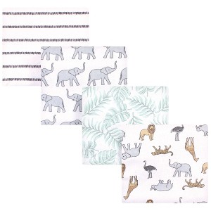 Hudson Baby Unisex Baby Cotton Flannel Receiving Blankets, Modern Neutral Safari, One Size - 1 of 4