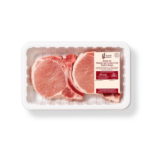 Bone In Thick Cut Center Cut Pork Chops 1 2 2 Lbs Price Per Lb Good Gather Target