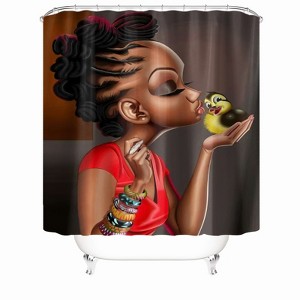 Girl And Chick Shower Curtains for Bathroom Waterproof Fabric Bath Curtain Durable Soft Stylish Bathroom Decor 72x72 Inch - 1 of 1