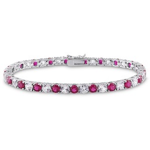 EVERLY JEWELRY |  Sterling Silver 14 1/2 CT TGW Created Ruby & Created White Sapphire Bracelet - 1 of 4