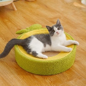 Fairyland™ - Avocado Cat Scratcher Bed – Large Sisal Rope Cat Nest with Anti-Slip Bottom, Soft Plush Fabric, Dual Function Lounge and Scratching Pad - 1 of 4