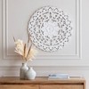 Brewster 24" Etta White Wood Wall Art: Distressed Finish, Farmhouse Style, Carved Floral Design - 2 of 4