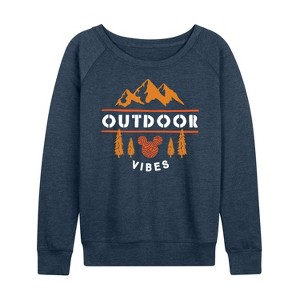 Women's - Disney - Outdoor Vibes Lightweight French Terry Wide Neck Long Sleeve Shirt - 1 of 4