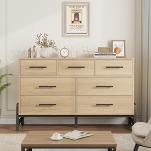 7-Drawer Dresser for Bedroom, 52" Wide Freestanding Wooden Chest, Closet Storage Organizer for Living Room, Hallway, or Entryway - 1 of 4